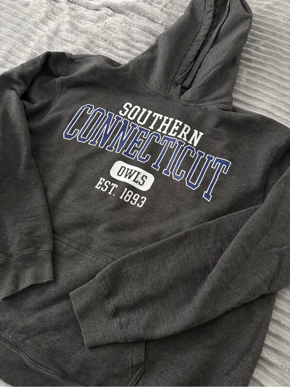 SCSU Collegiate Logo Hoodie (Charcoal Heather, Blue & White) - Picture 4 of 5